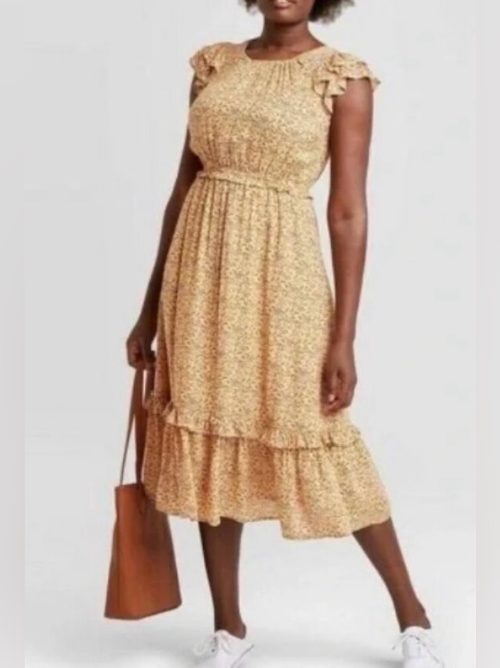Universal Thread Floral Maxi Dress in Orange & Yellow Like New